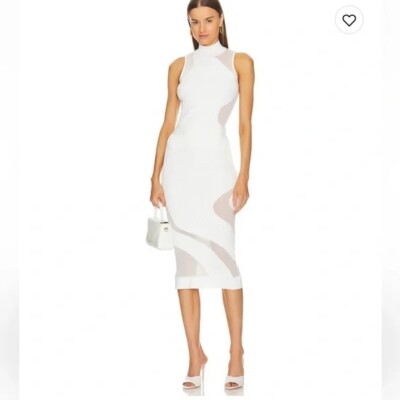 NWT Herve Lager Opaque sheer rib mock top in white XS