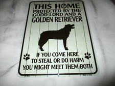  THIS HOME PROTECTED BY GOLDEN RETRIEVER Metal Sign 3a - NEW 