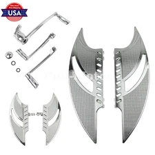 All Chrome Toe Shifter Lever Brake Arm Foot Peg Floorboard Fit For Harley FLHT