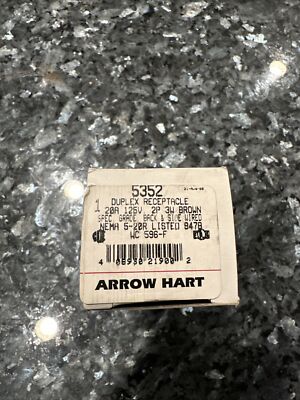 NEW Arrow-Hart 5352 Duplex Receptacle, 20A, 125V 2-P, 3-W, Brown