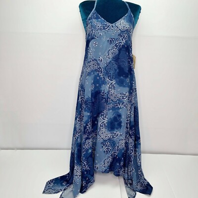 True Craft Dress Womens XS Blue Americana Bandana Paisley NWT Maxi 