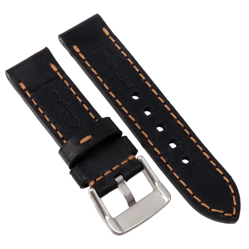 24mm NEW COW Leather Strap Black Watch Band for fits PANERAI Copper Tang - Image 3 of 4
