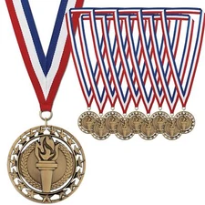 Hodges Badge Award Medals Gold Silver Bronze Neck Ribbon Set of 10