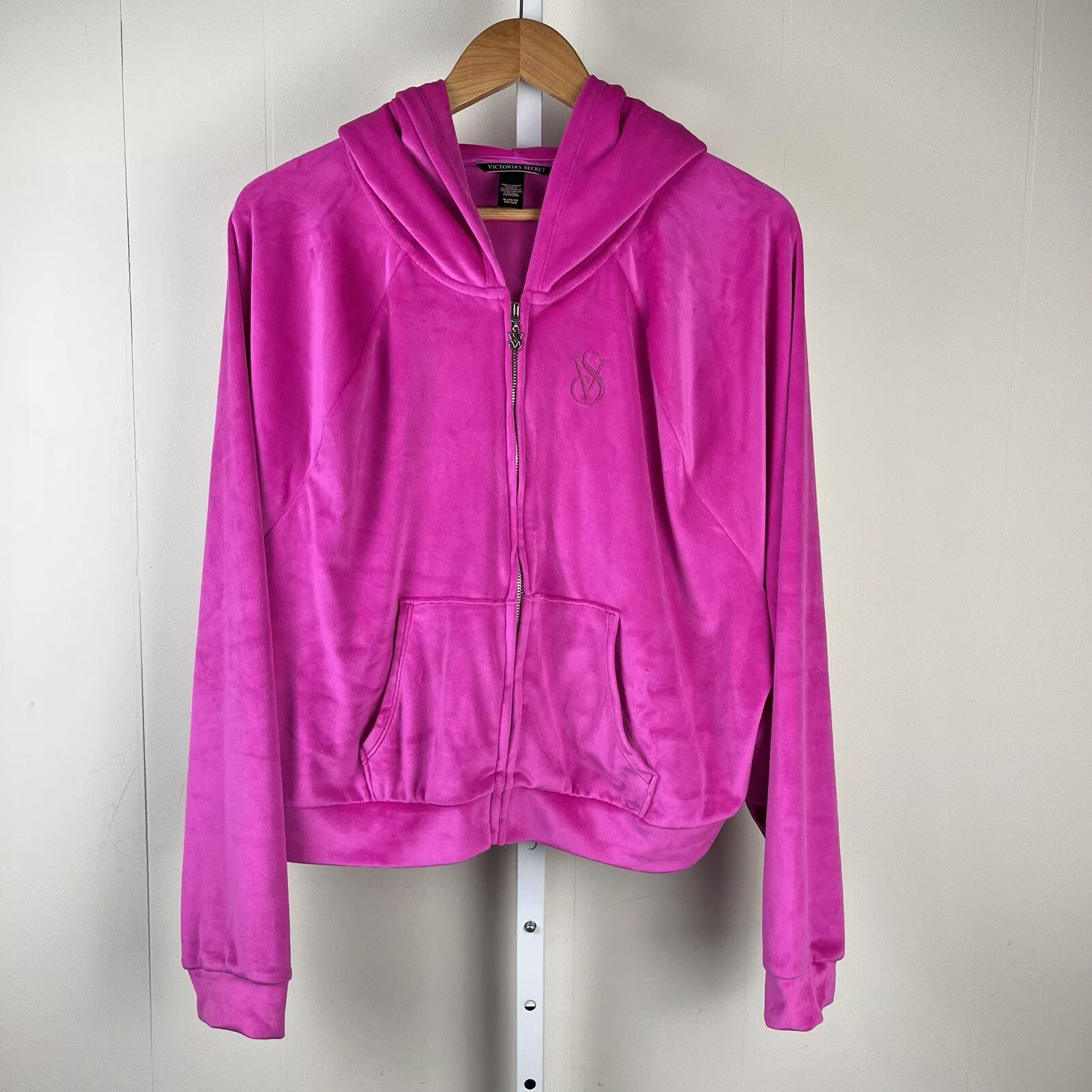 victoria-secret-vs cropped full zip velour hoodie