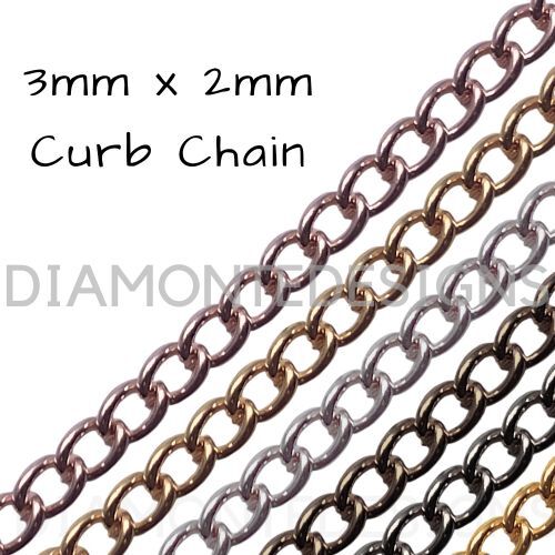 ❤ 4m - FEIN PLATTIERTE BORDSTEINKETTE 3mm x 2mm ROSÉGOLD SILBER BRONZE SCHMUCK ❤ - Bild 1 von 13