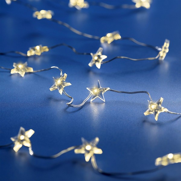 Led Draht Lichterkette Stern - 495 Cm / 100 Led - Weihnachts Deko Timer Batterie-image