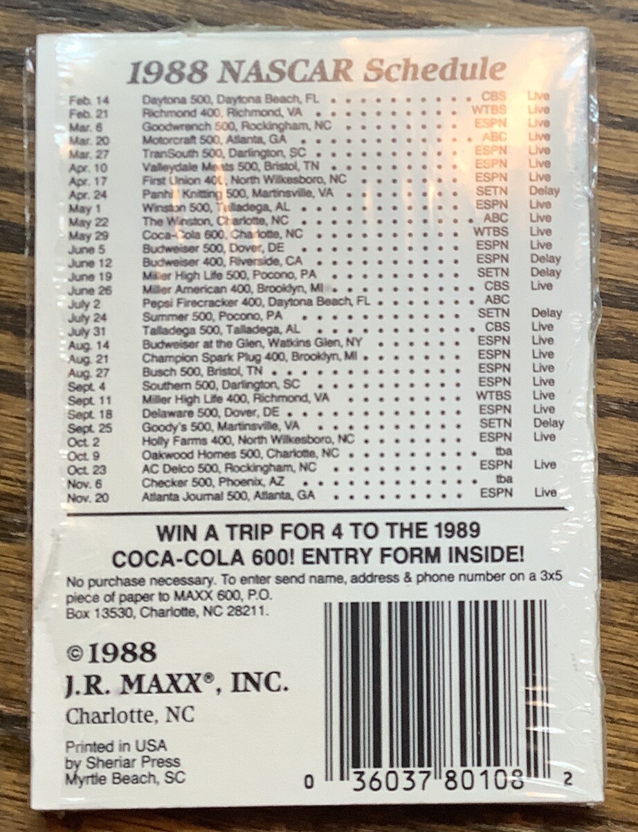 MYRTLE BEACH PRINT MAXX RACE CARDS 1988 Hobby Box 44 Packs Sealed Very