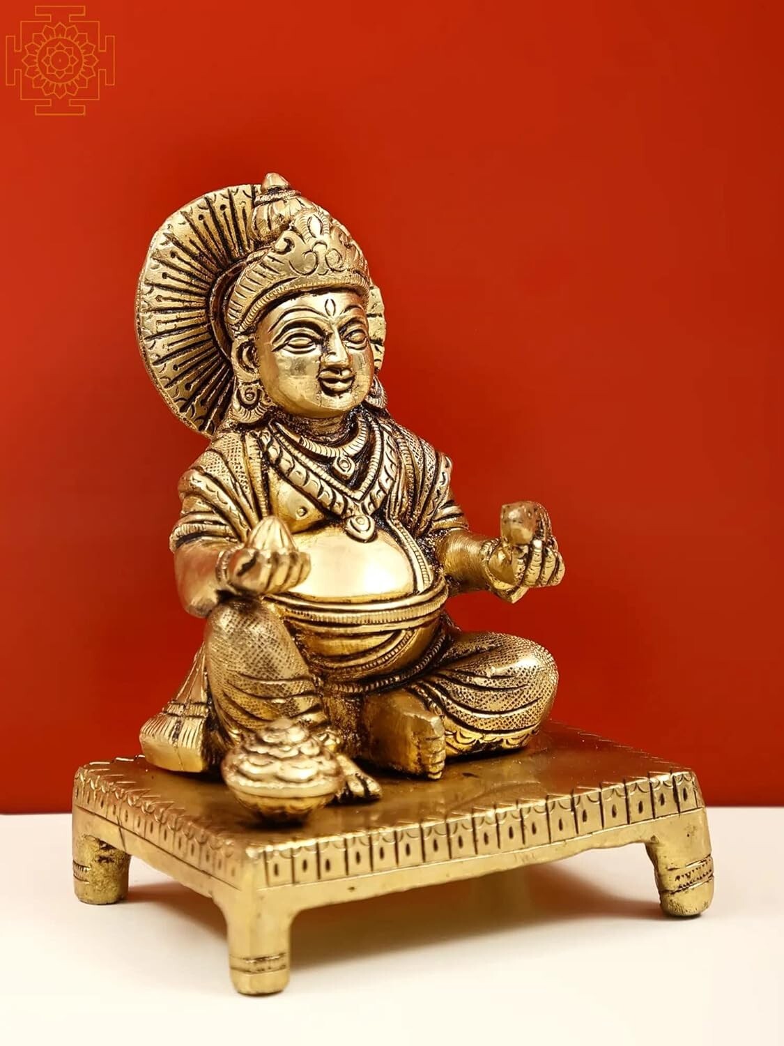 God of Wealth Kubera with Pot of wealth Brass Figurine Statue eBay