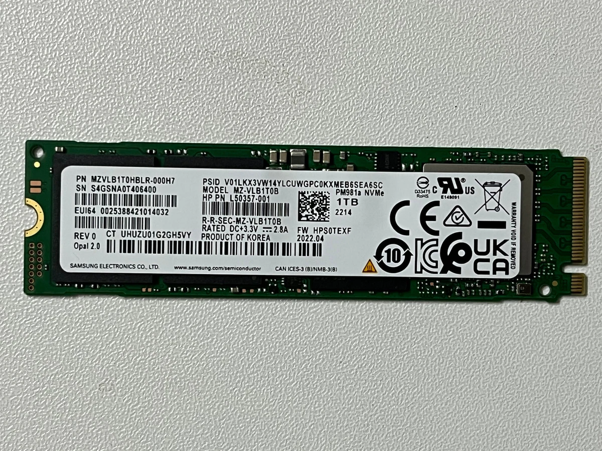 Samsung PM981A MZ-VLB1T0B 1024GB SSD M.2 2280 NVMe PCIe 3.0 x4 SSD 