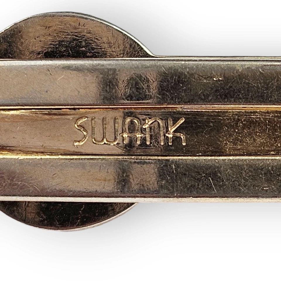 Juego de barras de corbata gemelos Swank rojo lunar lucite cabujón chapado en oro vintage años 60 Foto 4 de 4