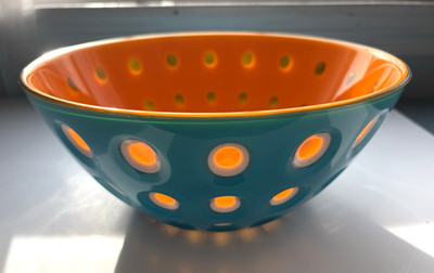 Guzzini Le Murrine Large Bowl Turquise Blue/Orange 9.75''