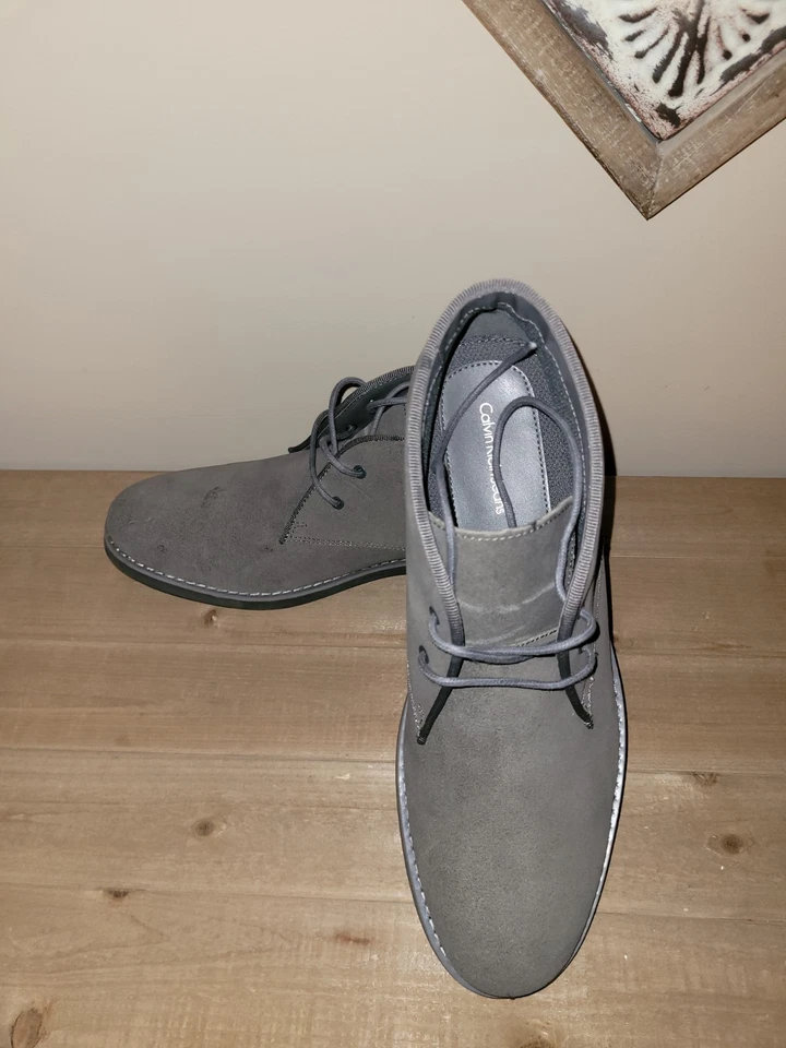 Botines Calvin Klein para hombre gris gamuza look cordones talla 11 Foto 2 de 4