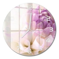 Runde Wanduhr Aus Glas Mit Leisem Uhrwerk WeißE Dahlie WeißE Zeiger Fi30 Cm