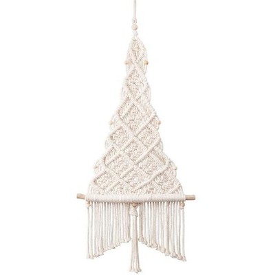Dekoratives Hängeset Makramee aus massiver Eiche - Weihnachtsbaum MWH037BG