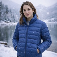 Uniqlo Ultralight Down Jacket Womens S Blue Packable Puffer Lightweight