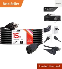 Outdoor Extension Cord, 15 Ft, Heavy Duty Extension Cord, Double Insulated, G...