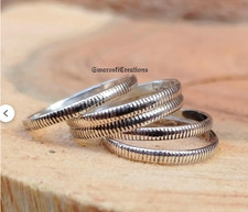 Sterling Silver Stacking Rings Set: Dainty Beaded Twisted Bands All Size