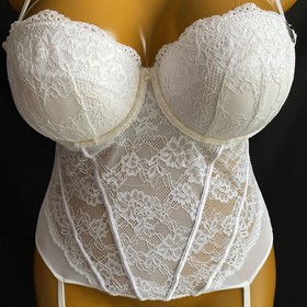 Ann Summers Sexy Lace Planet Suspender Basque White Sheer Mesh & Lace, UK 18 B-C