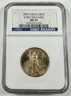 2007 $25 American Gold Eagle NGC MS70 1/2 oz Bullion Coin EARLY RELEASE