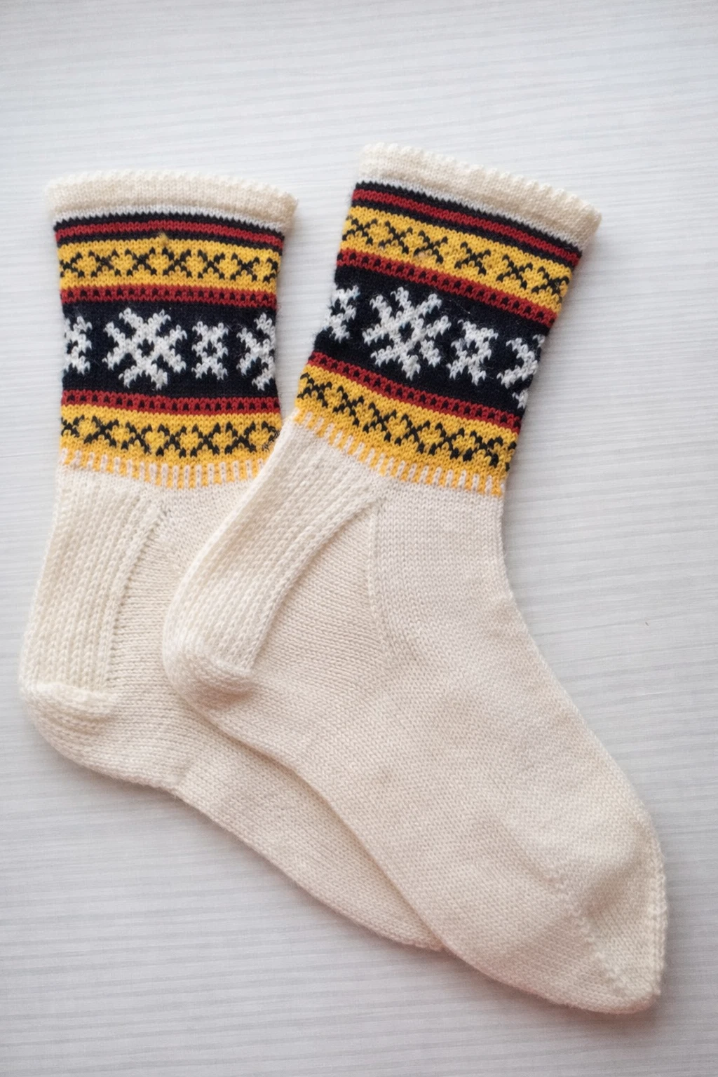 Hand Knit Wool Socks – Nordic Pattern Socks, Warm Winter Socks, Traditional Fair