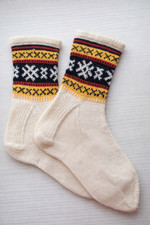 Hand Knit Wool Socks Nordic Pattern Socks, Warm Winter Socks, Traditional Fair