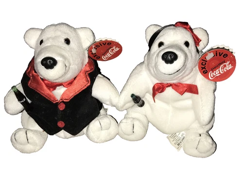 New ListingVintage Coca-Cola Exclusive Polar Bear Couple Collectible Plush Set Wedding Prom