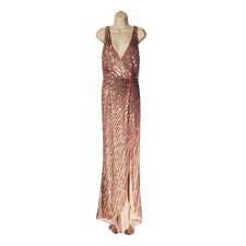 Mac Duggal 5372 Sequin Embellished Sleeveless Long Gown Rose Gold Size 8 NWT