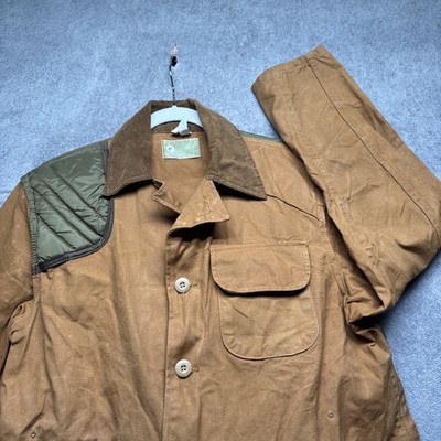Vintage JCPenney Hunting Jacket 42 Pants Set Brown Waxed Canvas Duck  Workwear