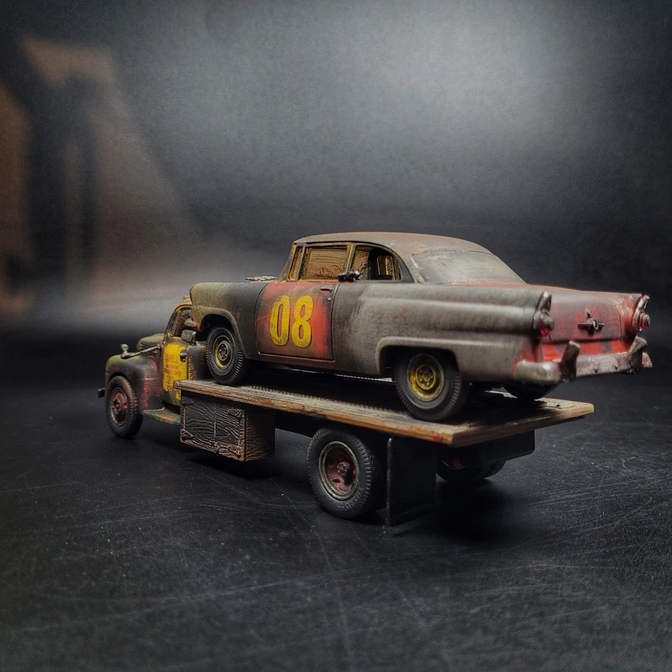 1:34 Weathered Junkyard  Rusty Ford 1956 Stock Car & 1951 F-6 Flatbed Truck 1:34 - Image 2 of 4