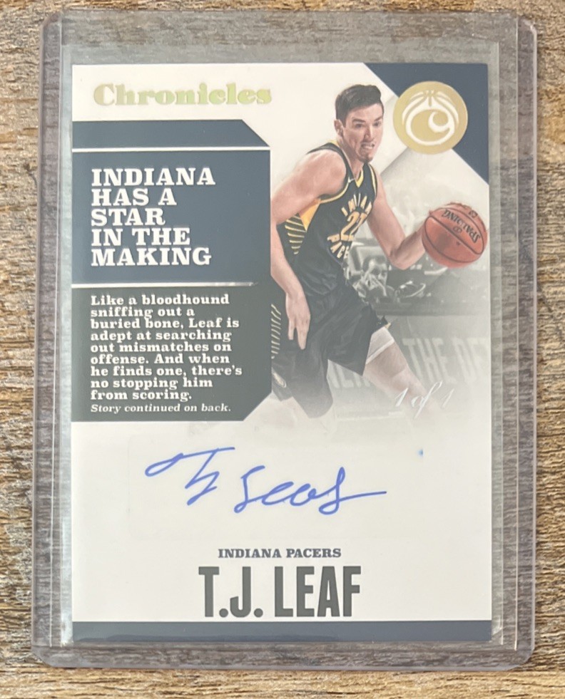 T.J. Leaf 2017-18 Panini Chronicles Auto True 1/1 RC “NBA Next Commissioner”