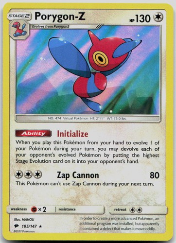 Porygon-Z Holo 105/147 Rare Burning Shadows Pokemon NM/M