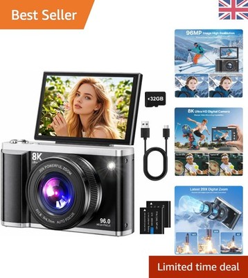 Professionelle 8K 96MP Kamera mit Autofokus & zwei Akkus