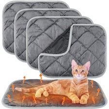 4 Pack Self Heating Cat Pad Self Warming Mat Thermal Gray 16x20 Inch Blanket
