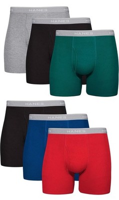 Hanes Men'S Boxer Briefs Cool Dri Moisture-Wicking Cotton 6- Pack L  No Tags