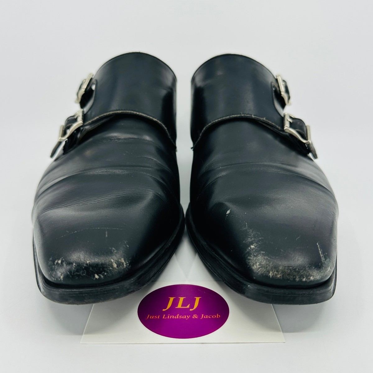 EUC Magnanni Men\'s Black Leather Double Monk Strap Loafer Dress Shoes Size 11 M Jones Men main image 3