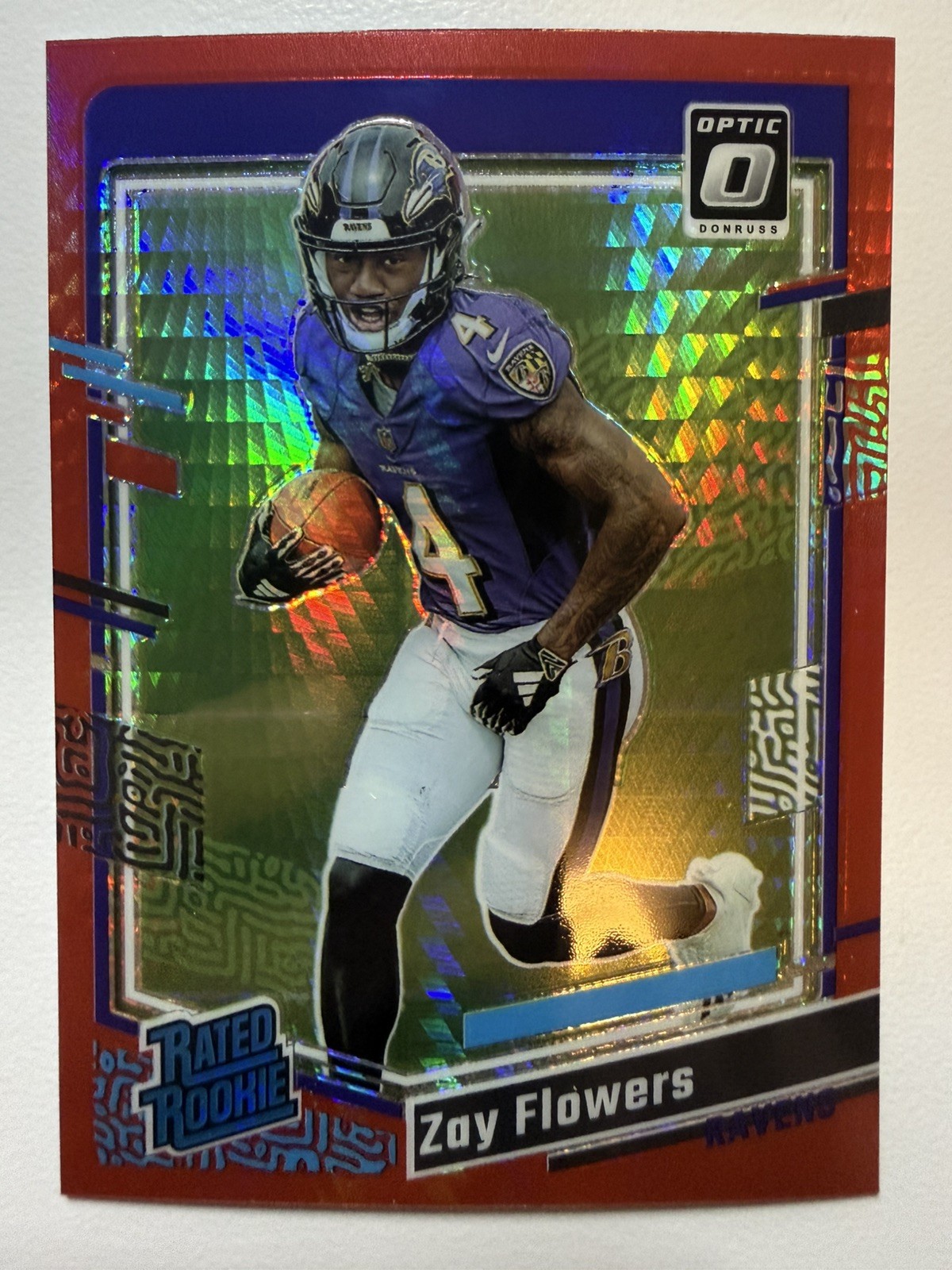2023 Panini Donruss Optic - Rated Rookie Zay Flowers #210 Red Hyper Prizm (RC)