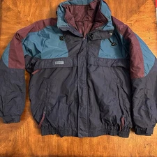 Vintage Columbia Sportswear 90s Colorblock Ski Jacket Coat Reversible Liner XL