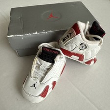 1998 Vintage Baby Jordan XIV White Black Varsity Red Sz 2C Baby Shoes.