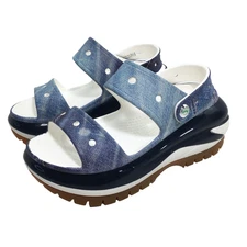 NEW Crocs Classic Mega Crush Sandals Denim 208248-94S Women's Size 6