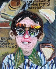 Clay Art And Acrylic 3-D Nerd By MBollen Painting Original One Of A Kind Nerds