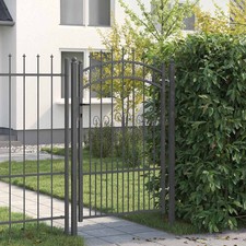 Image of Fence Gate with Spear Top with Lock Grey 103 x 200 cm Steel