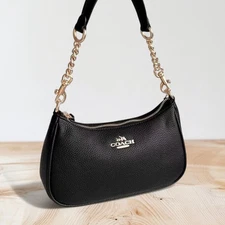 New Coach Teri CA209 Fashion Women's Black Shoulder Bag Leather