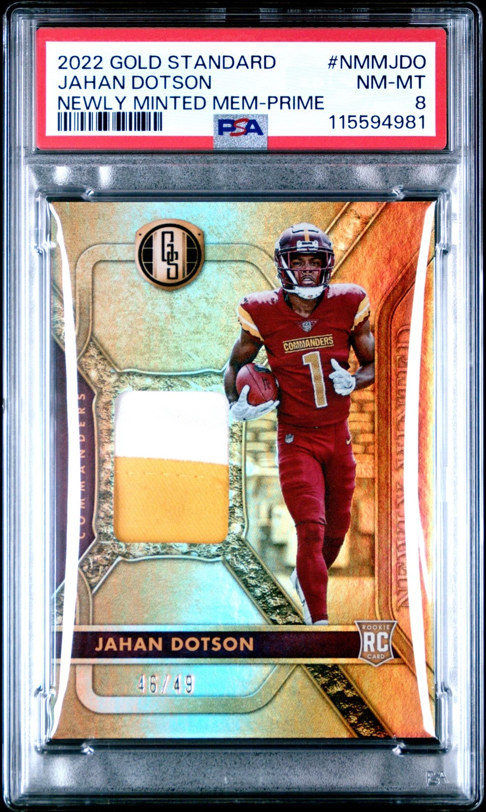 Jahan Dotson Panini Gold Standard Newly Minted Memorabilia #NMMJDO Base