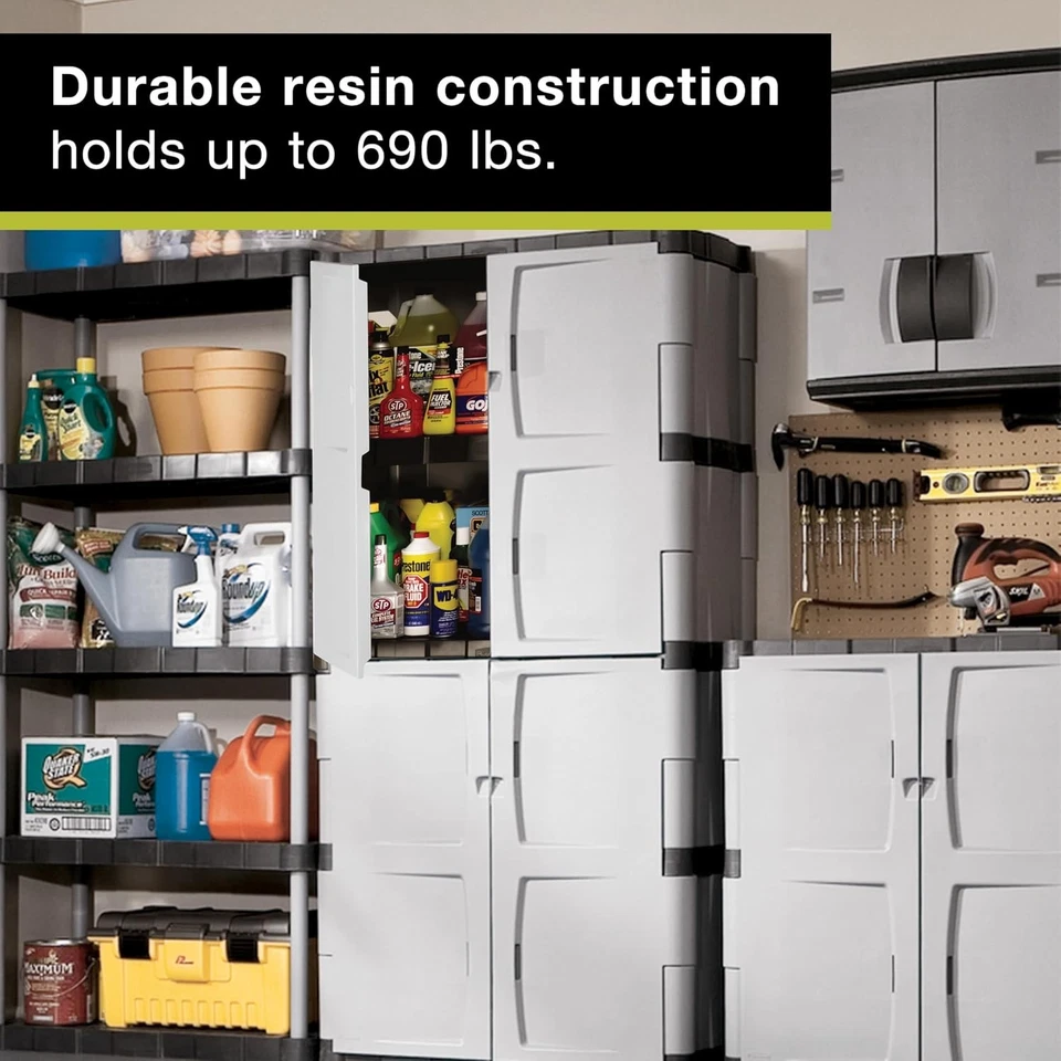 Gabinete de almacenamiento cinco niveles doble puerta bloqueable gran capacidad 690 libras gris Foto 4 de 4