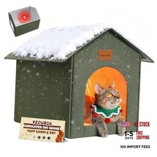Insulated Outdoor Cat House Weatherproof Winter, Green M Green Warm