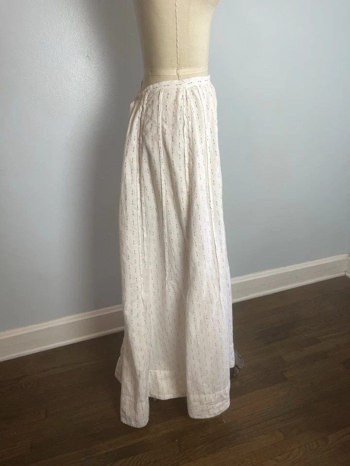 Falda eduardiana blanca estampada algodón años 1900 1910 victoriana Foto 3 de 4