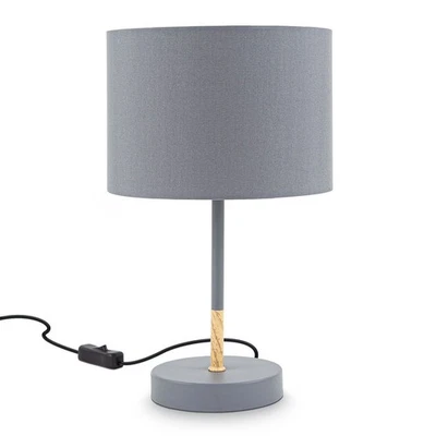 Tischleuchte Nachttischlampe Grau Textilschirm Ø20cm Retro max. 40W E27 Schalter - Bild 1 von 4