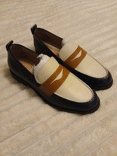 Cole Haan Womens Stassi Penny Loafers Navy Ivy Pecan Leather, Brand New sz 7 B