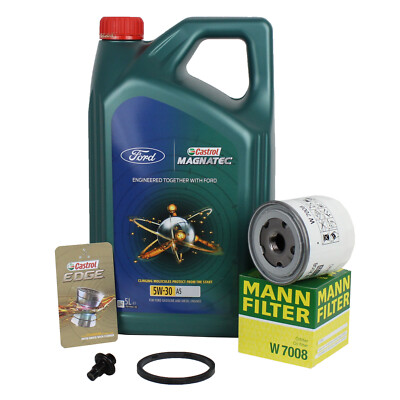 Mann Ölfilter + 5L Castrol 5W-30 ECO BOOST für Ford S-Max Modeo Kuga + Schraube