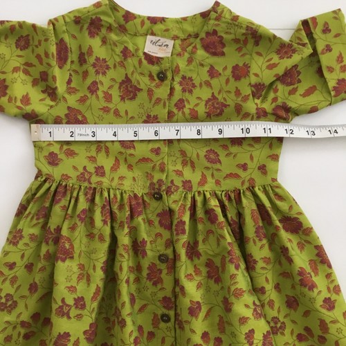 Utsa Girls Dress Floral Print Boho Short Sleeve Cottage Core Green Size 3/4 Year - Picture 5 of 8